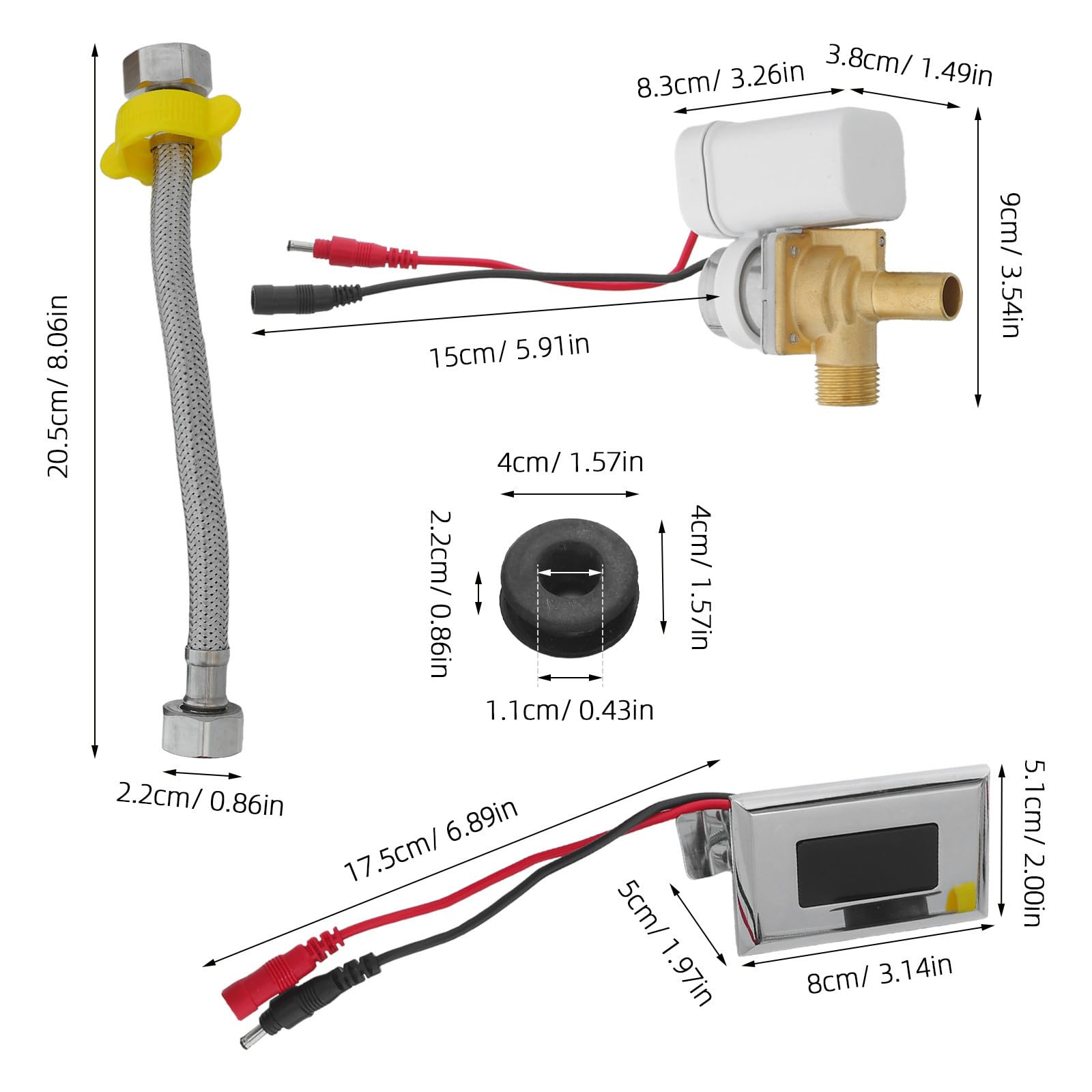 ifundom Válvula de Descarga para Urinario Sensor, Válvula Solenoide Inteligente, Abs, Goma y Cobre, Mantenimiento, para Instalaciones Públicas y Baños Comerciales
