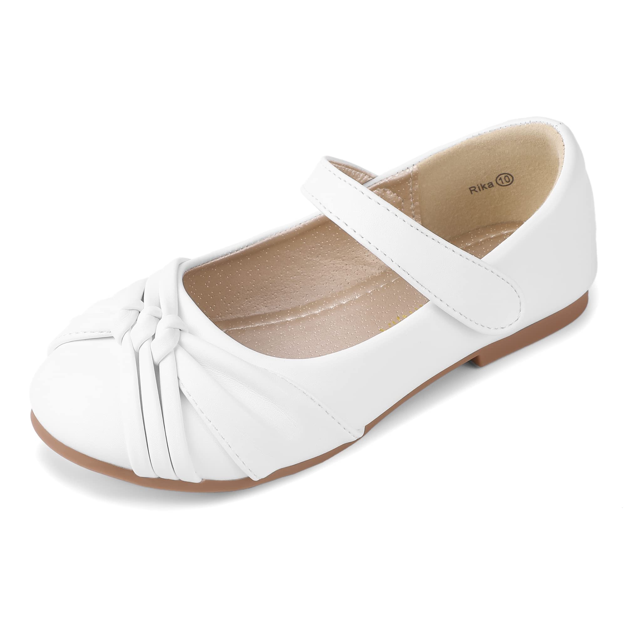PANDANINJIA Rika Girls Dress Shoes Flower Girl Mary Jane Flats Wedding Party School Shoes for Toddler Little Kid Big Kid