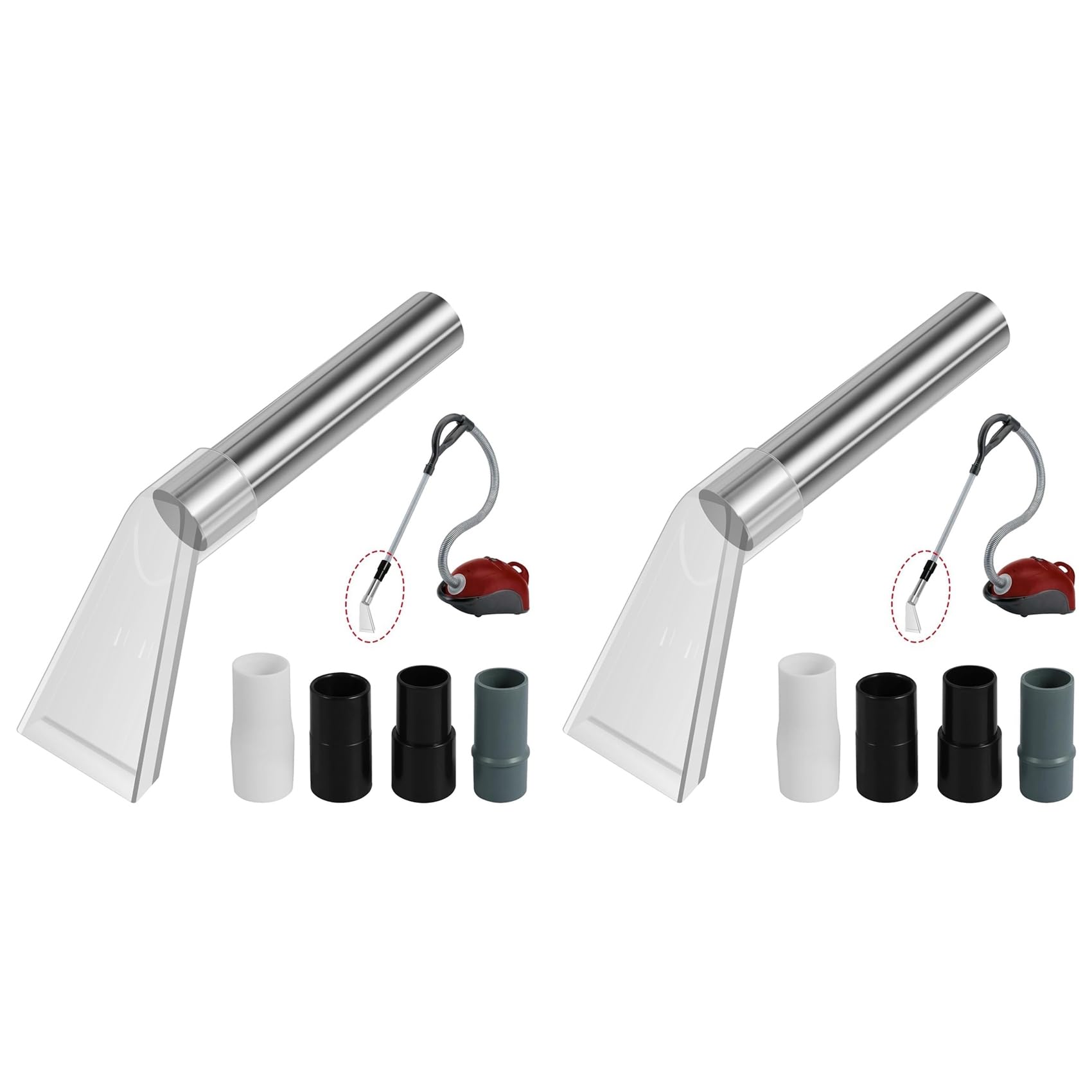 Oewwthy 2X Vacuum Extractor Attachment,Vacuum Cleaner Brush Head Extraction Nozzle with 8 Connectors Shatter Proof Carpet B