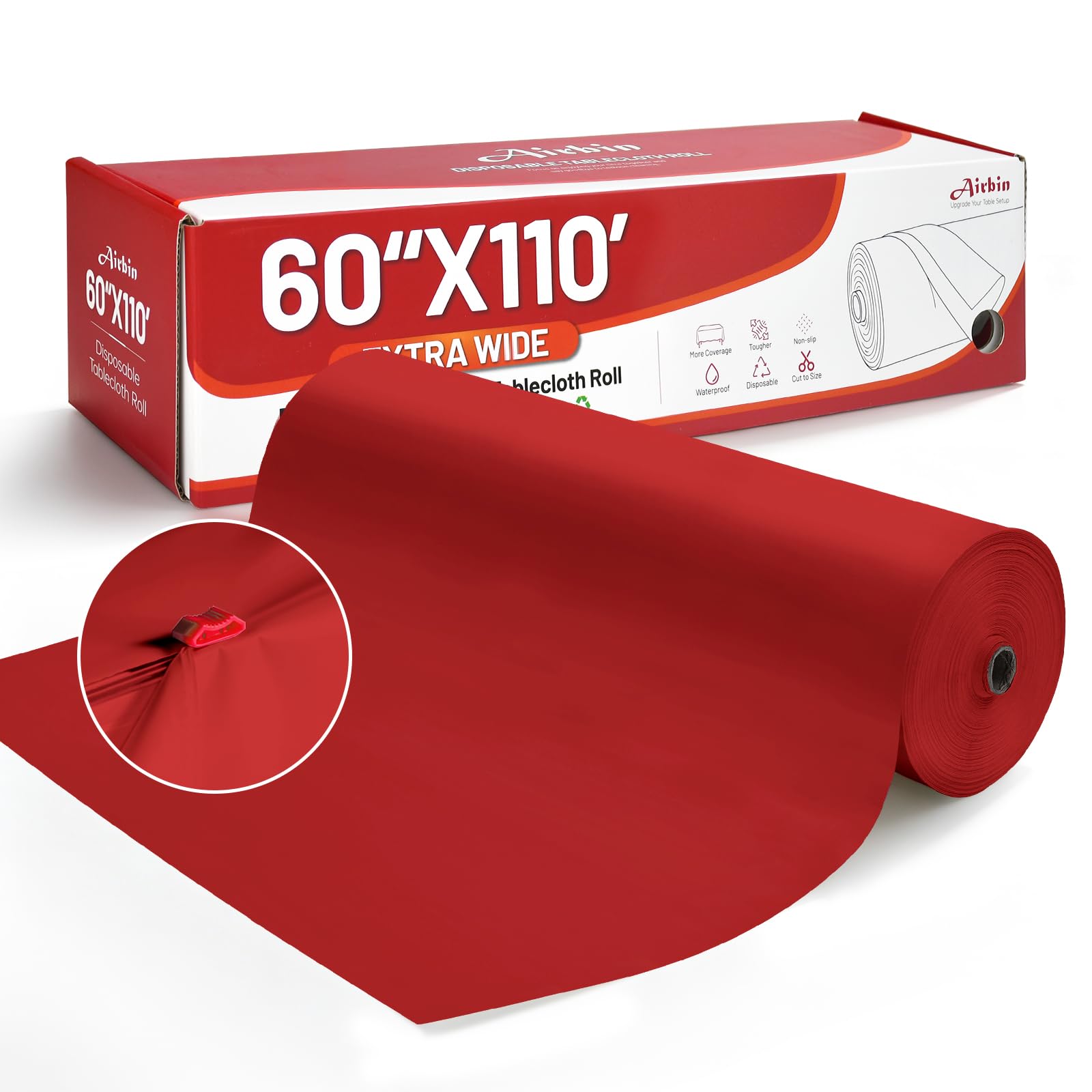 Plastic Table Cover Roll, Extra Wide 60 In X 110 Ft Disposable Tablecloth