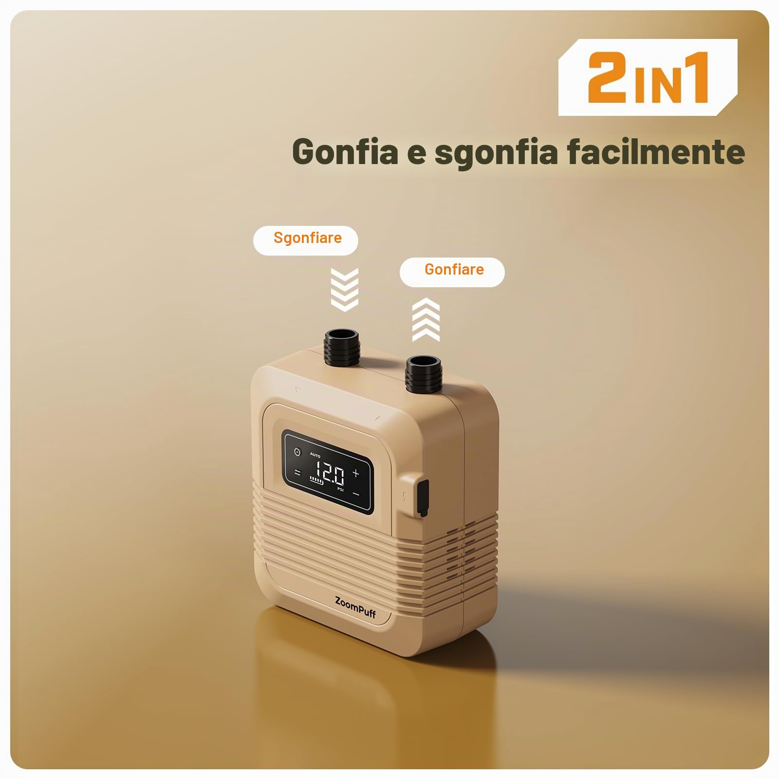 Pompa SUP elettrica, SUP ricaricabile 20 PSI, gonfiaggio rapido | 5 min a 12 PSI, 1,14 kg leggera, Batteria 38,48Wh, Gonfiaggio e sgonfiaggio doppio stadio, 7 ugelli, SUP, barche, kayak