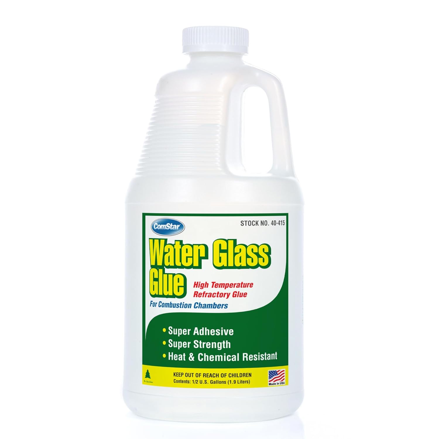 ComStar Water Glass Glue, 1/2 Gallon High Temperature Combustion Chamber Glue, Super Strong Adhesive for Boilers & Furnaces, Heat & Chemical Resistant, Repairs & Sets Refractory Chambers (40-415)