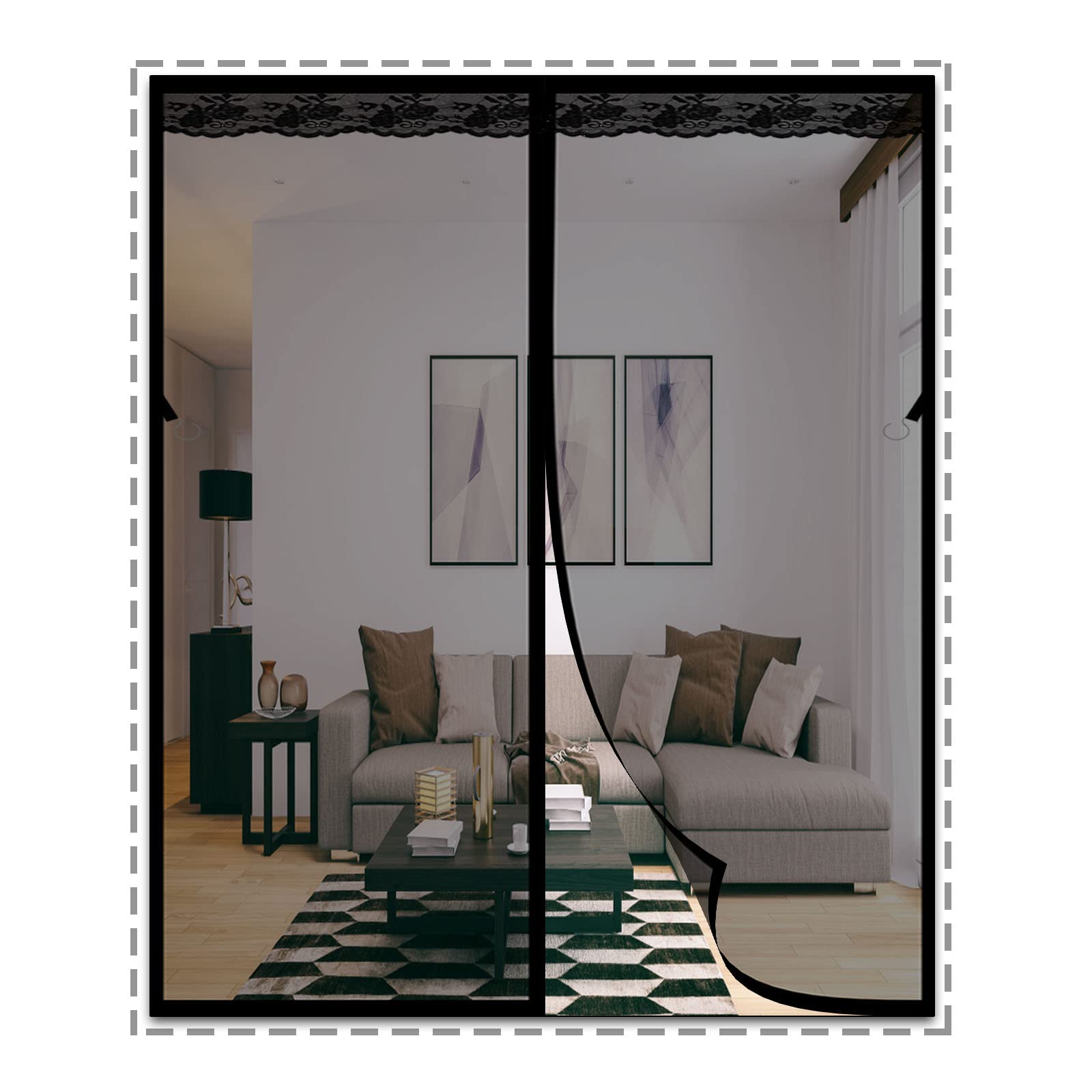 Magnetic Fly Screen Door,120x200cm Anti Mosquito Mesh Fly Curtain,Top-to-Bottom Seal Snaps Shuts Automatically,Easy to Install Fly Screen Door