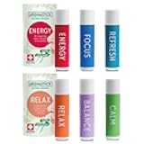 Aromatherapy Nasal Inhaler [Swiss Made] Organic Essential Oils Set Diffuser [ Portable Aromatherapy Stick] (6pcs All Star Pack (6 Kinds))