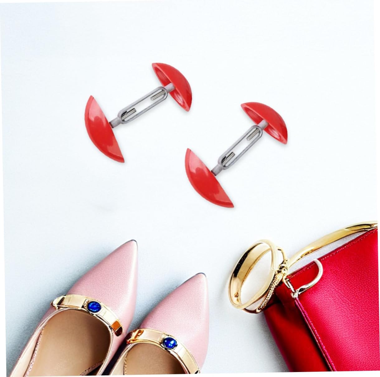 Adjustable Shoe Stretcher for High Heels Leather Shoes Relieve Pain Enlarge Fit Lightweight Durable Red