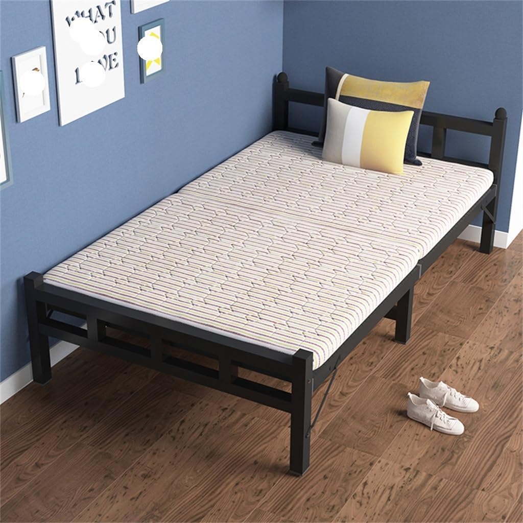 Folding Bed Single Person Home Office Lunch Break Rental Room Nap Portable Bed Adult Hardboard Iron Beds(80cm)