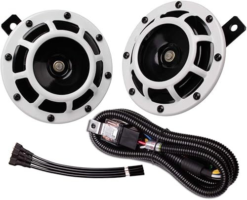 FARBIN Bocina de coche de 12 V ruidosa de tono altobajo, kit de bocinas dobles de metal con arnés de relé, bocinas universales para camión, coche,