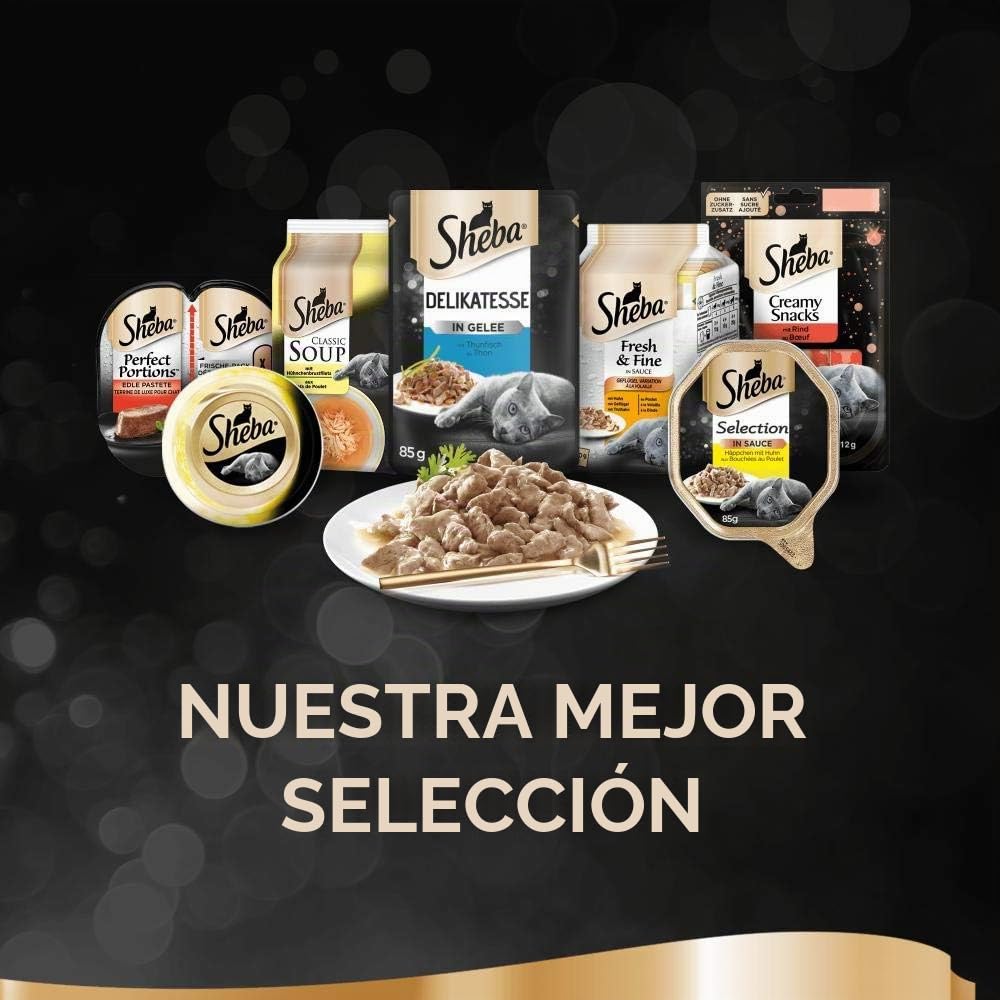 Sheba Selection in Sauce - Comida para Gatos en Paquete Fresco, pienso húmedo para los Momentos de mimo Diario