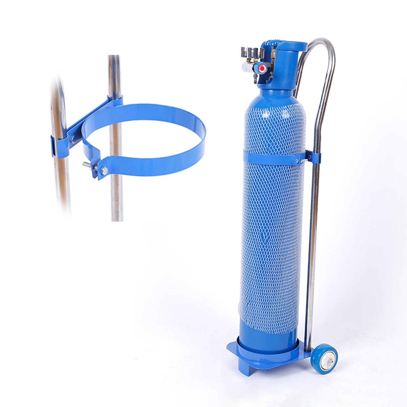 GLJTUO Oxygen Cylinder Rack Portable Oxygen Cylinder Cart for Gas Tank, Rolling Oxygen Tank Cart Height 31"/ 37"/43", Home Single Gas Oxygen Bottle Holder with 2 Wheel,H110cm(43 1/4