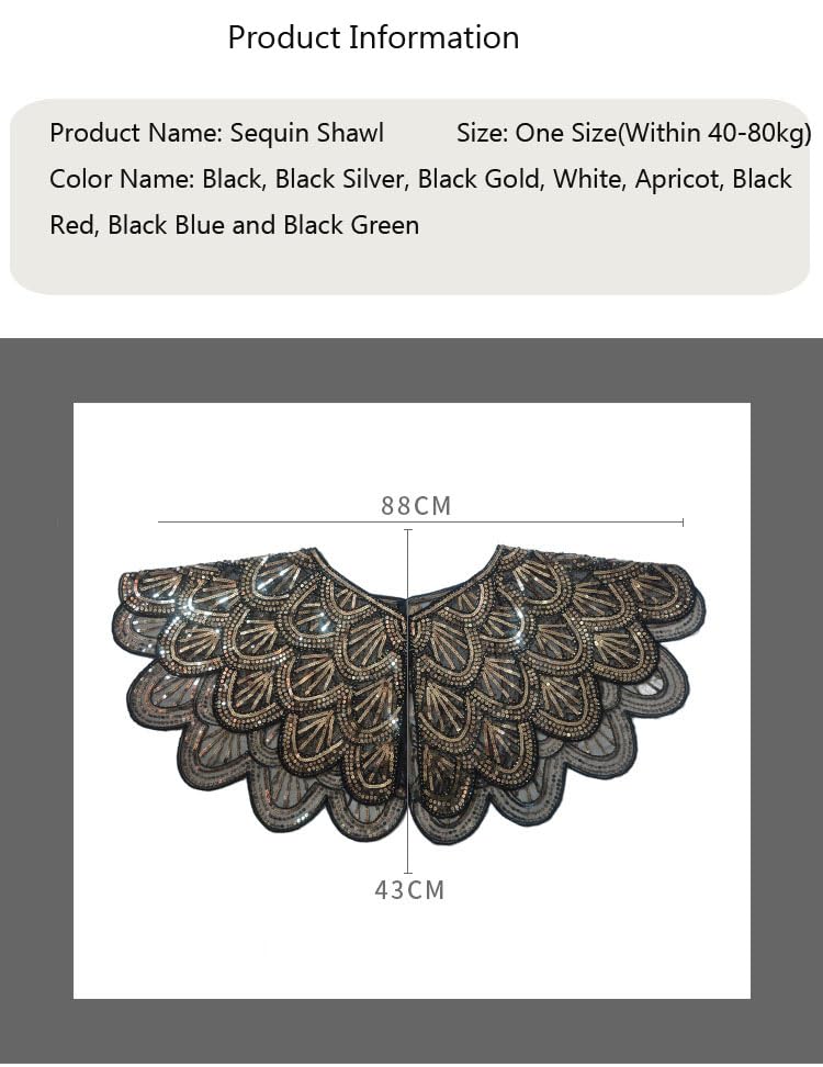 1920s Women's Flapper Shawl for Evening Dresses Sequin Beaded Shawls and Wraps for Evening Dresses Party Wedding Harlem Night 042