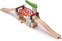 Vista 8 de SainSmart Jr. Juego de accesorios de tren de madera, puente de elevación movible con riel para niños, compatible con Thomas, Brio, Chuggington