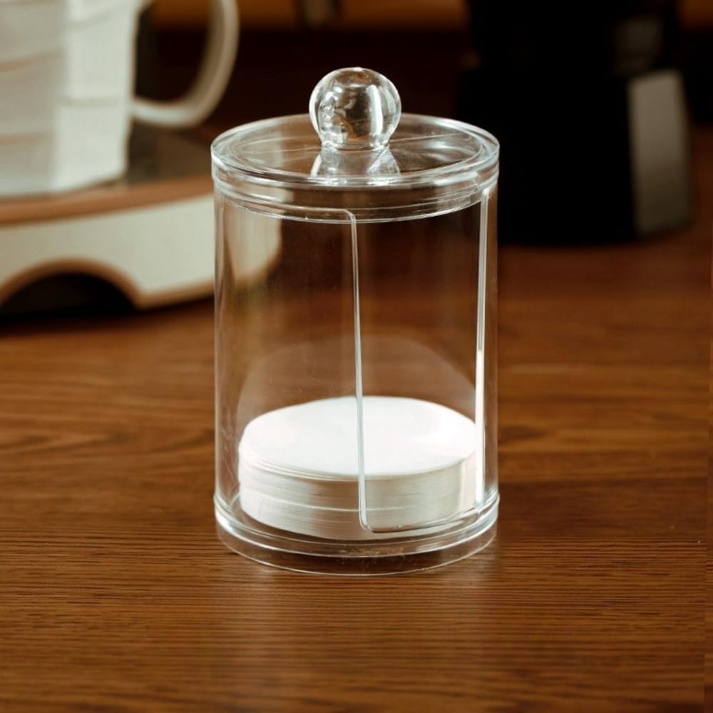 RYHMHA Espresso Paper Filter Holder Coffee Filter Storage Container with Lid Acrylic Coffee