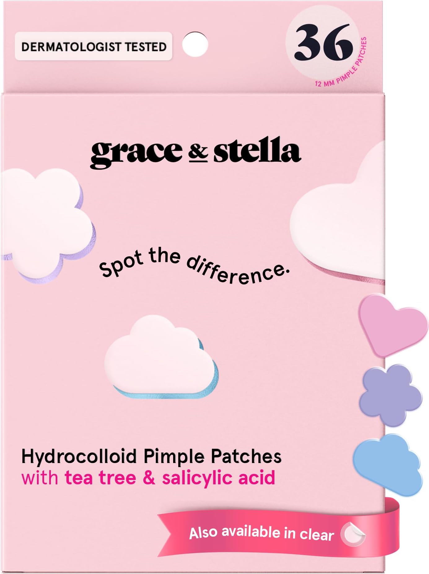 Award Winning Pore Strip - Pimple Patches for Face - Hydrocolloid Acne Patches - Absorbs Zits, Reduces Redness - Cute Patches Dermatologist-Tested, Vegan (Multishape, 36 Count)