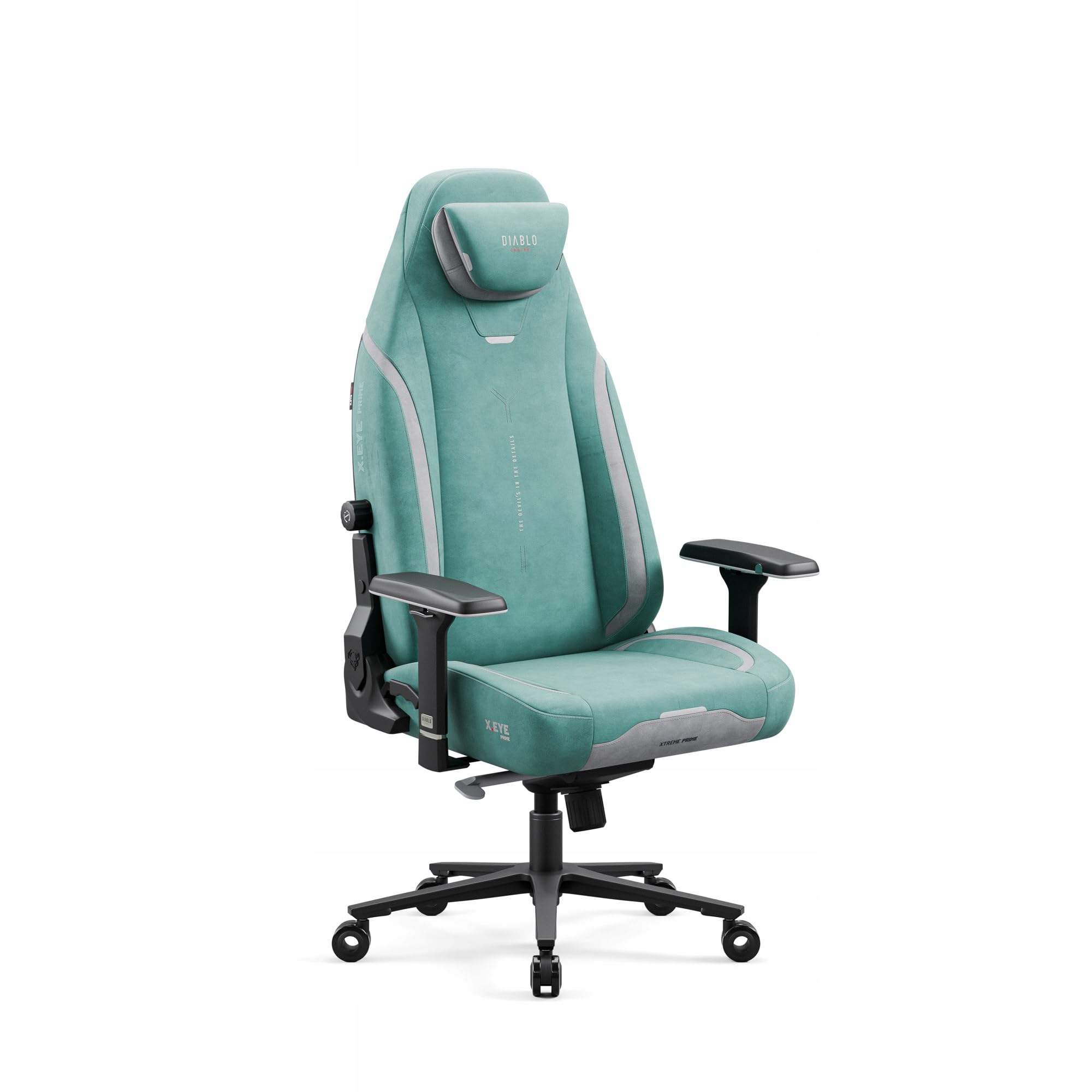 Diablo X.Eye Prime Silla Gaming Oficina, Sillon Gamer Ergonómico | Reposacabezas magnético | Reposabrazos 4D | Apoyo Lumbar Ajustable Integrado | Tejido | Carga de hasta 140 kg | Mystic Mint