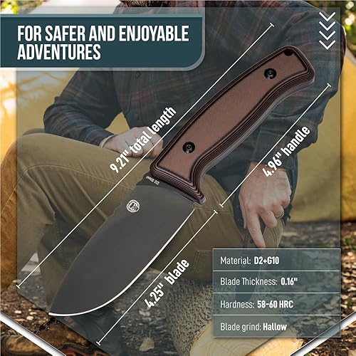 Miniatura 3 de Holtzman's Gorilla Survival Warthog Cuchillo de caza de hoja fija con funda Kydex (marrón) - Ideal para bushcraft, campamento y supervivencia