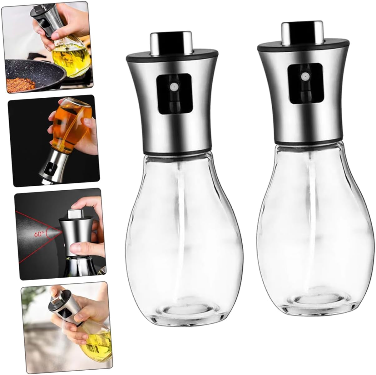 2pcs Oil Mister Spray Bottle Stainless Steel Oil Sprayer Dispenser Sprayer for Cooking Spray Bottles Mister for Cooking