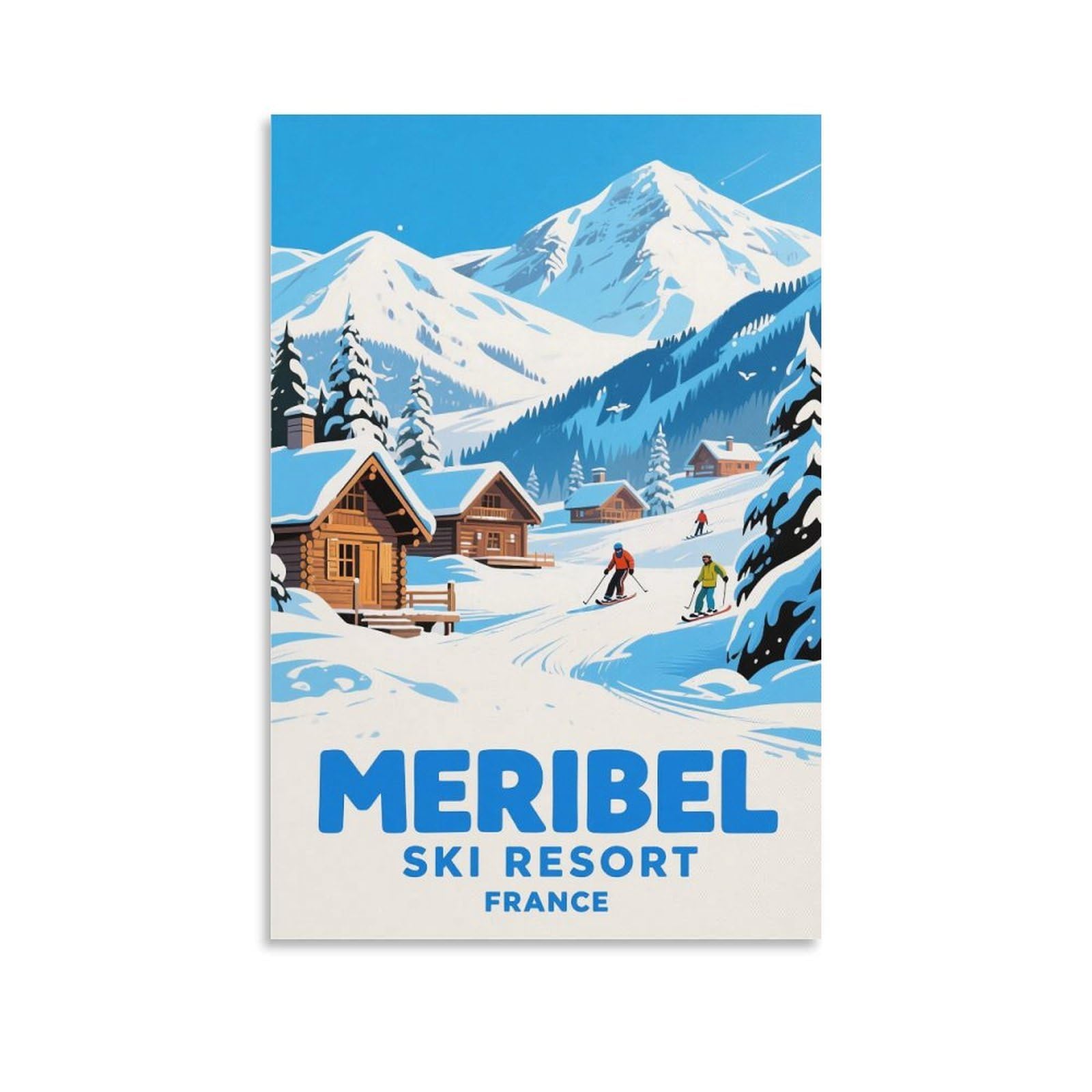 FJIWECWSQ Meribel Ski France Vintage Travel Posters 08x12inch(20x30cm) Canvas Wall Art Painting Prints