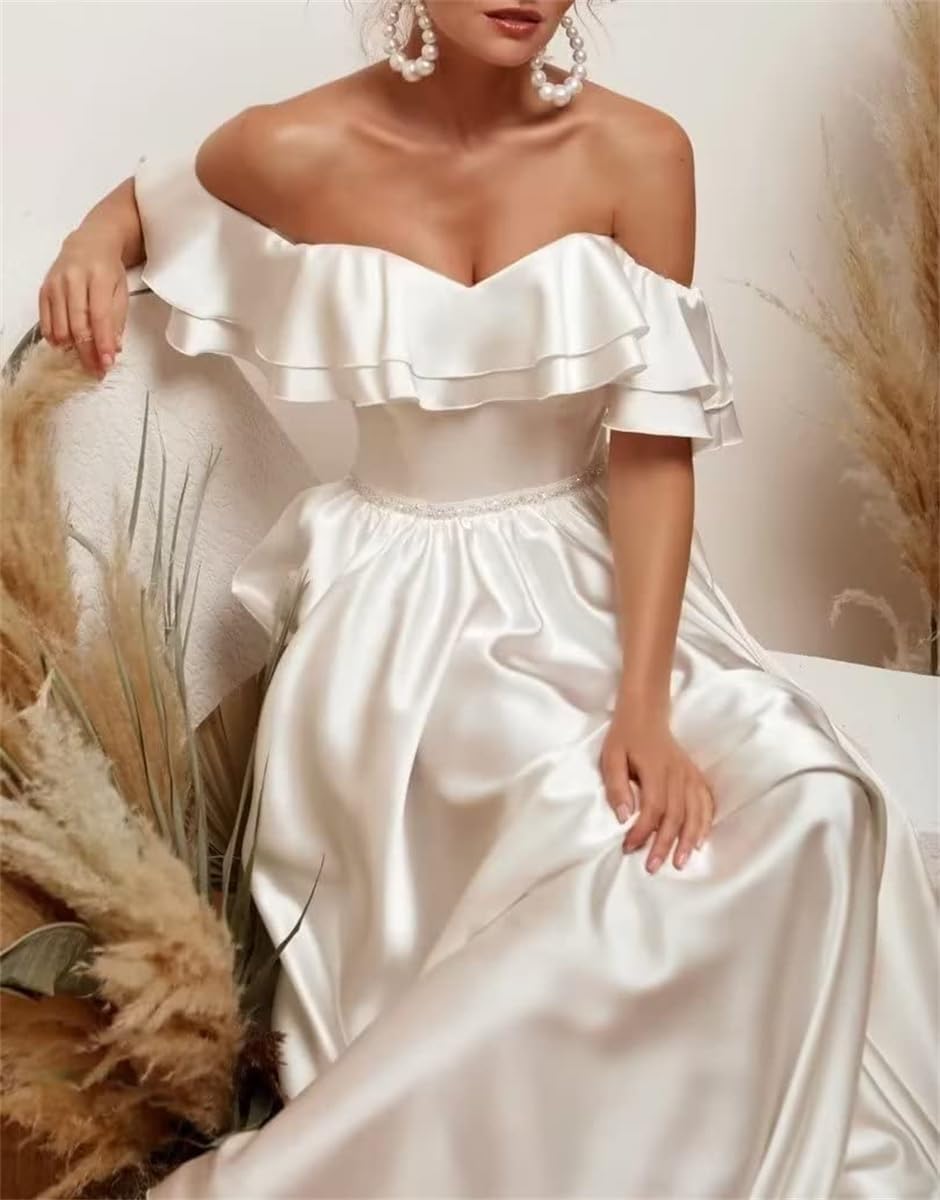 Suknia Ślubna Dla Gości Szyfonowa Długość Do Podłogi Suknia Wieczorowa Off Shoulder Sweetheart
