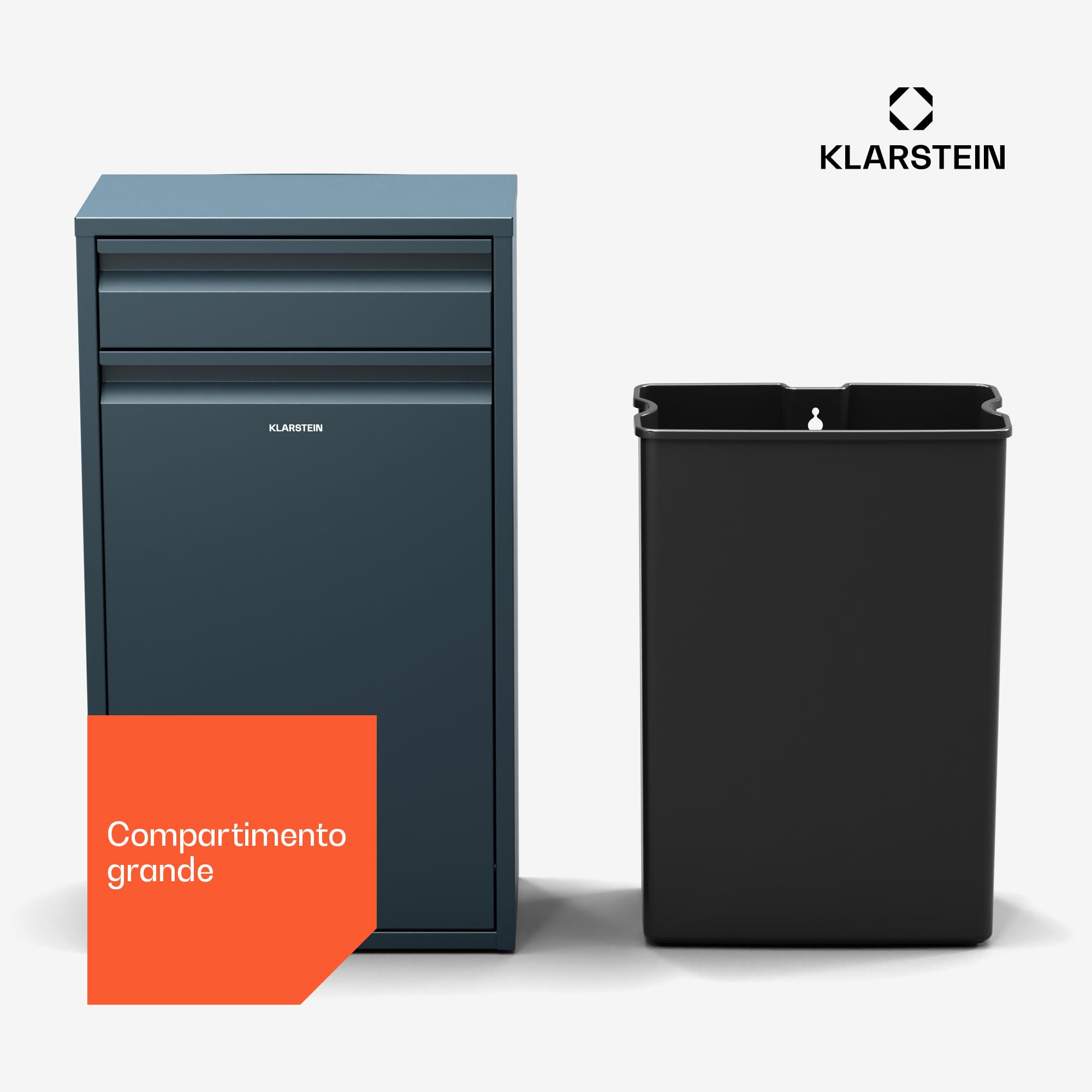KLARSTEIN Tiyo 3-En-1 Cubo De Basura Cocina – 50 L Separación De Residuos con Pedal Y Tapa Soft-Close, De Acero Inoxidable, Cubos Extraíbles, Etiquetas para Clasificación, Antracita