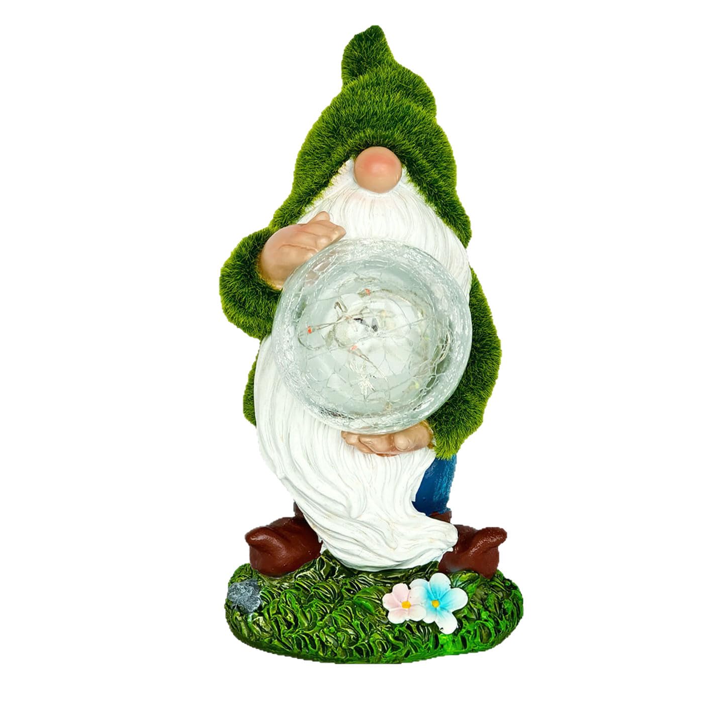 Statua di gnomi da giardino con luci solari, sculture decorative per cortile, luci per esterni, resistente alle intemperie, statua decorativa per prato per patio, decorazioni da giardino, regali unici