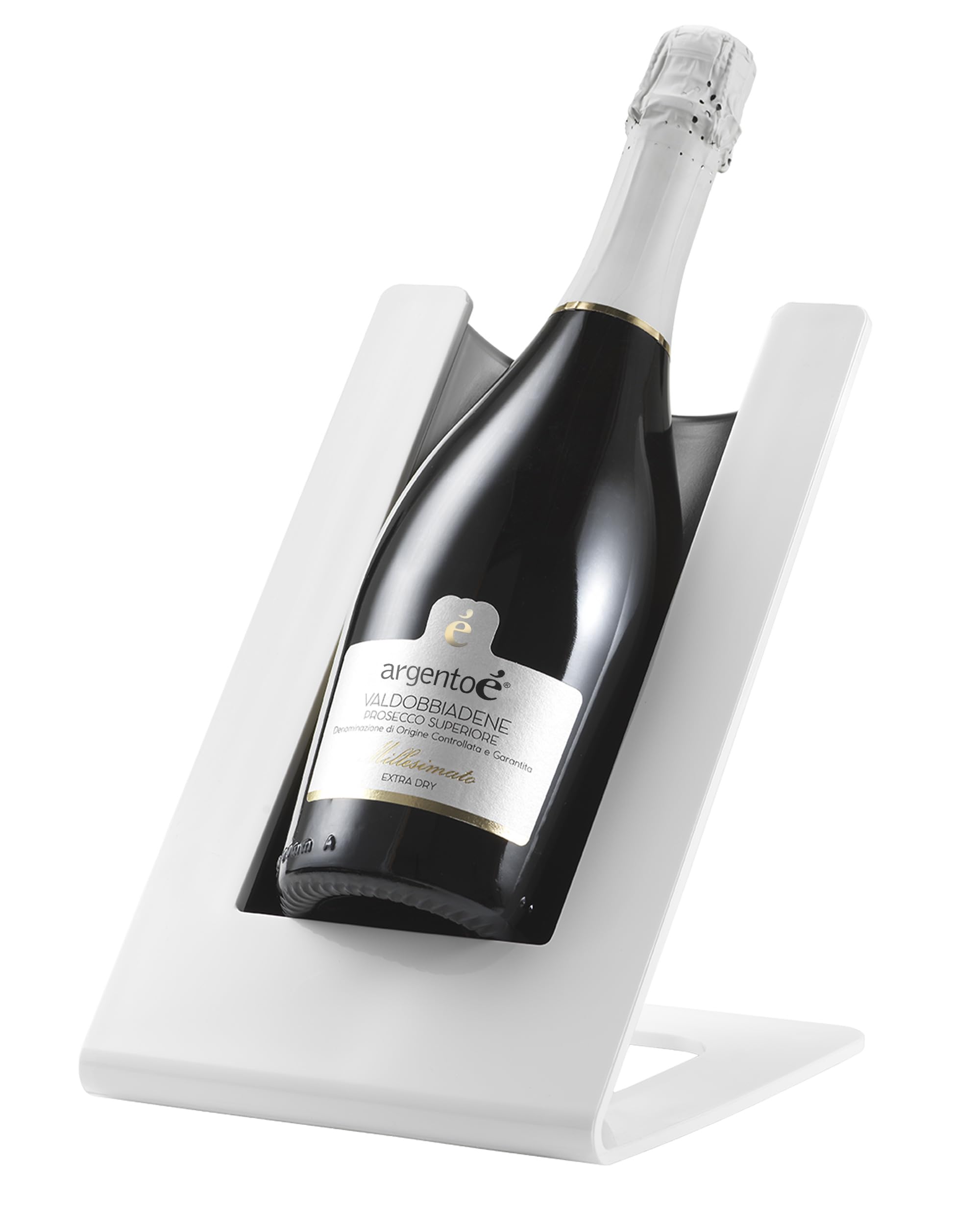argentoè Gelette Enfriador de Botellas de Vino - Soporte Refrigerante y Glacette Térmica de Mesa - Expositor para Cava y Champagne Sin Hielo - Diseño Made in Italy (Blanco)