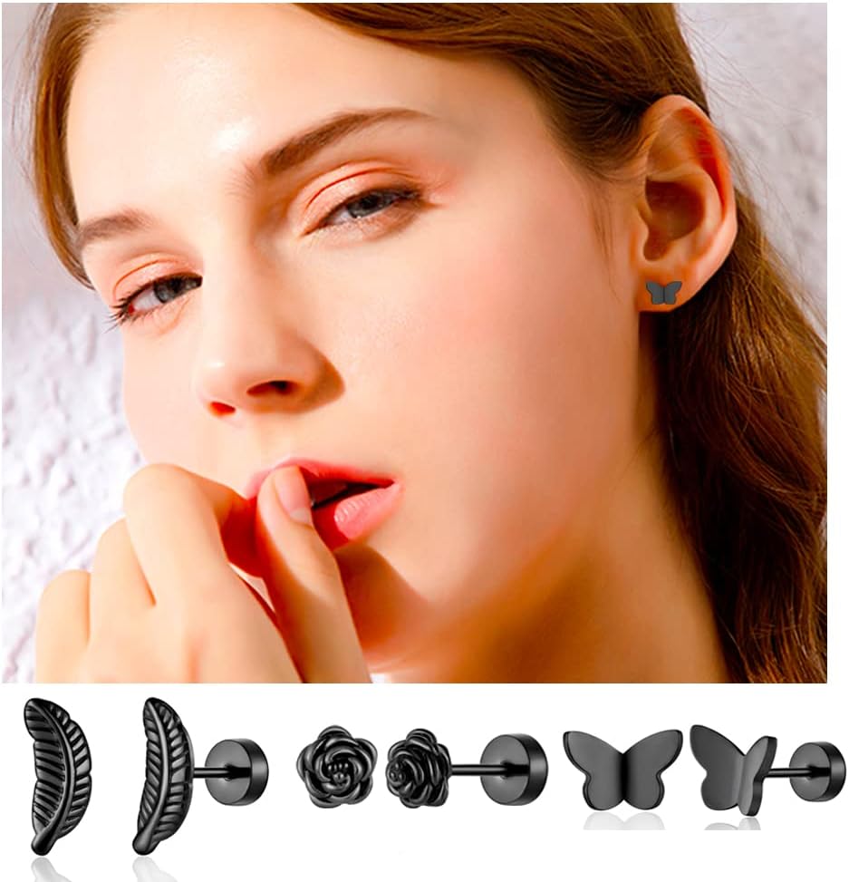 18 Pairs Samll Stud Earrings for Women Men 316L Surgical Stainless Steel Hypoallergenic Flatback Earrings Cubic Zirconia Earring Studs for Gilr,Black Silver Gold 20G Earrings for Cartilage Tragus Helix Lobe Conch Piercing Jewelry - Image 3