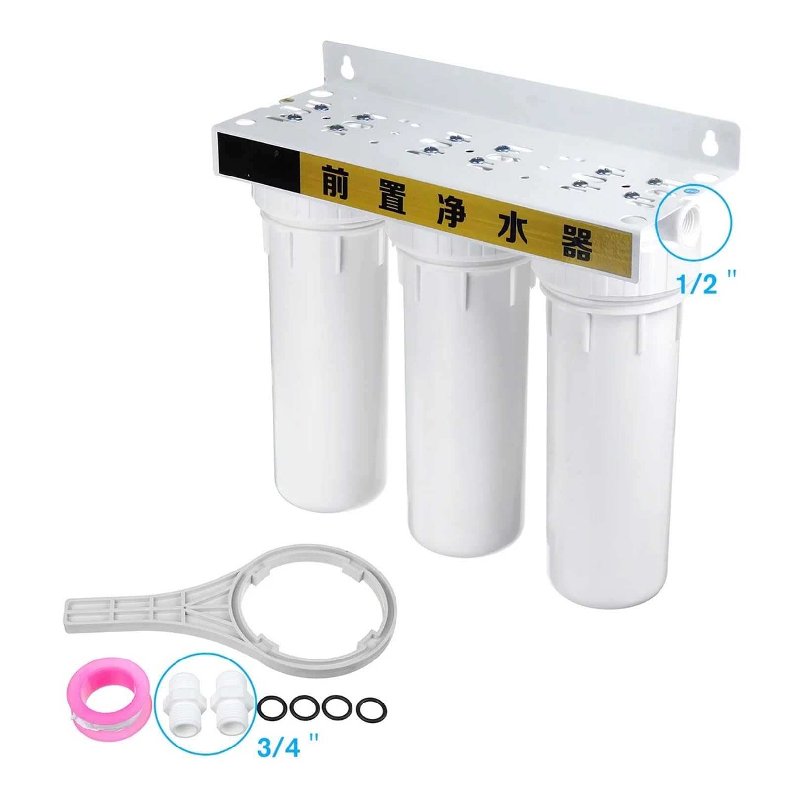 Purificador de agua con 3 cartuchos de filtro, PP UDF CTO | Purificador de agua frontal de cocina general, consumo directo en el hogar