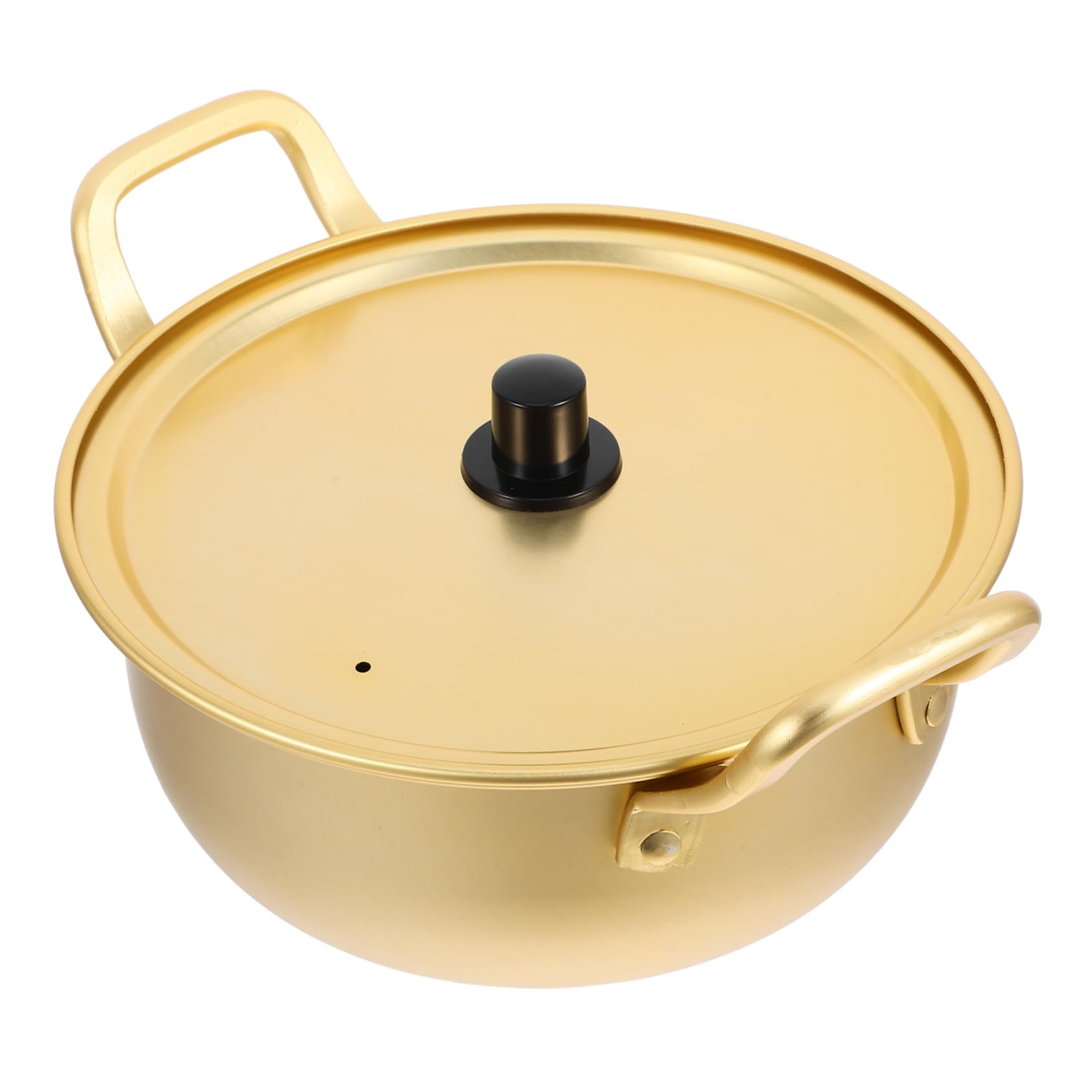 GRIRIW Korean Ramen Cooking Pot with Lid Double Handle Instant Noodle Pot for Quick Meals Easy Clean for Ramen Soup Pasta and More
