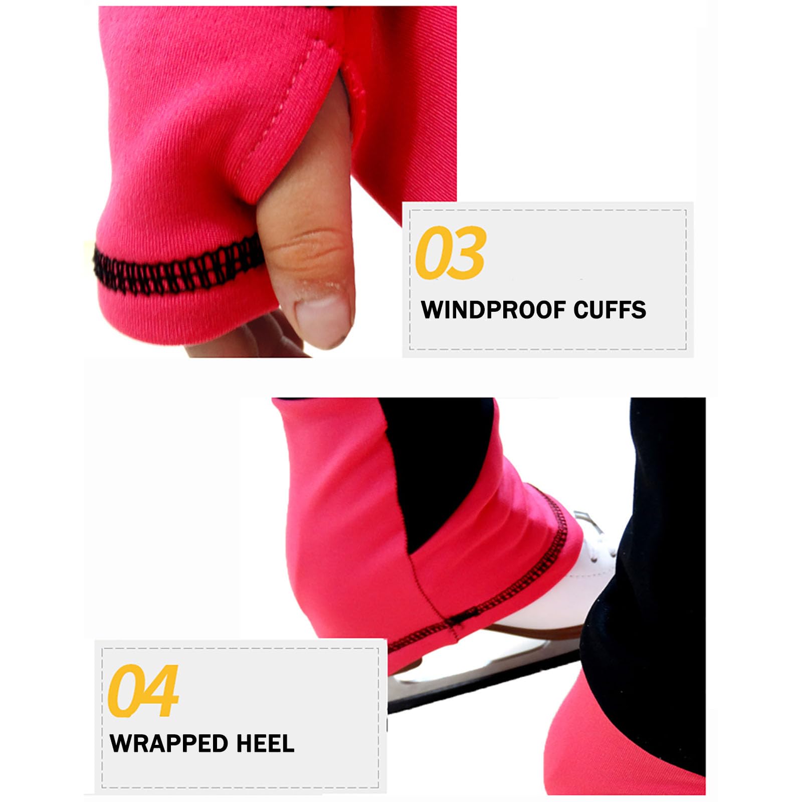 Chaqueta de Patinaje Artístico con Pantalones Niñas Mujeres Pantalones de Entrenamiento Patinaje sobre Hielo Respirable(Size:XXL,Color:Rosa Roja)