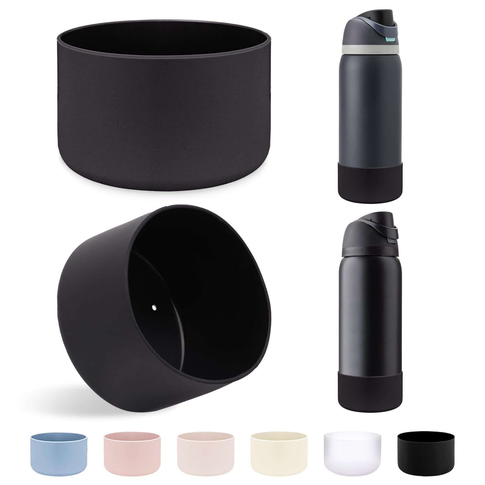 2Pcs Protective Silicone Boot Bottom Base for Owala FreeSip Twist and Flip Flask 32OZ and More Other Flask Water Bottles with Bottom Diameter 3.3-3.43in