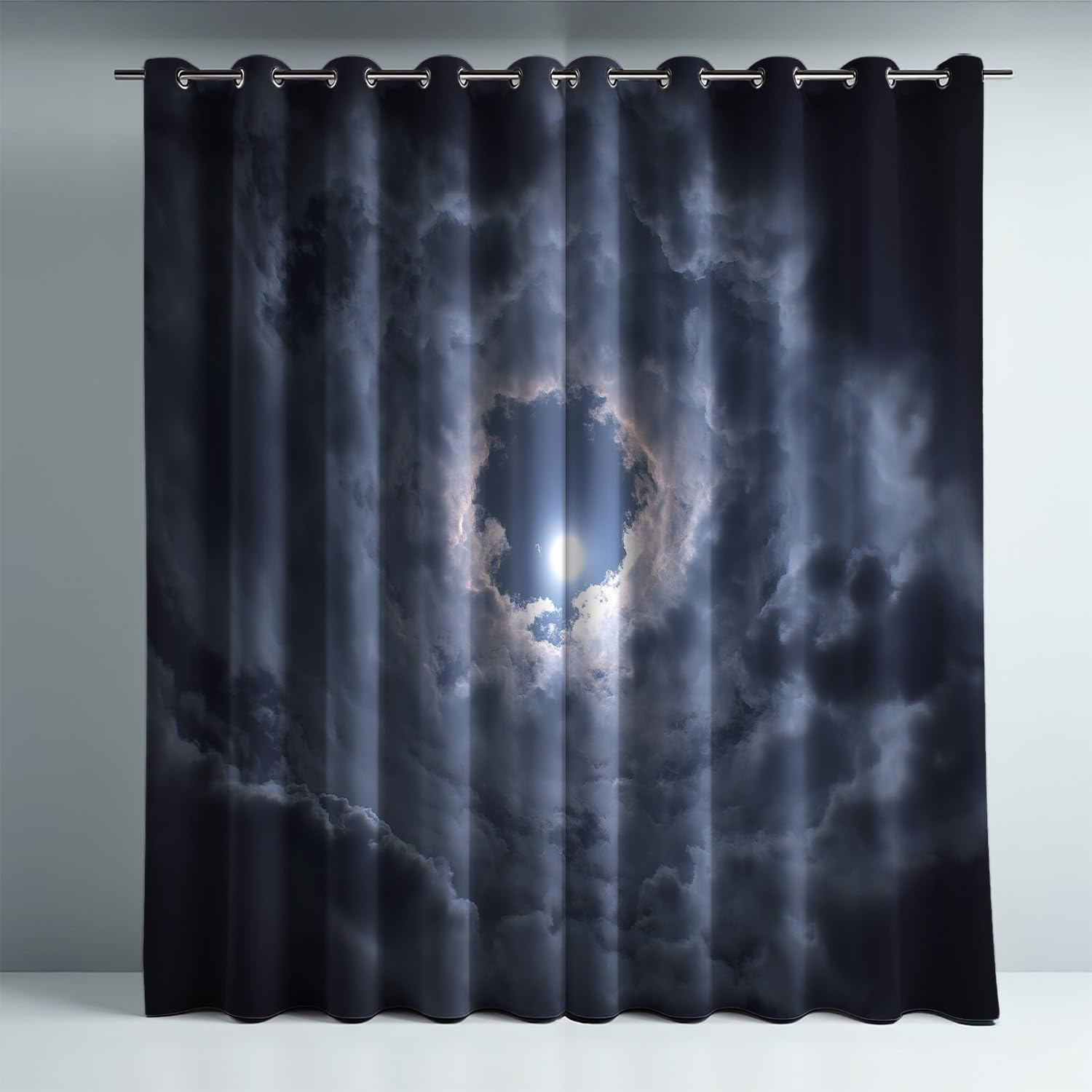Ochrona przed zimnem szara cicha termiczna dziwna chmura księżyc mikrofibra blokująca ciepło przelotka zasłona okienna do pokoju dziecięcego 132 x 214 cm (2 panele)