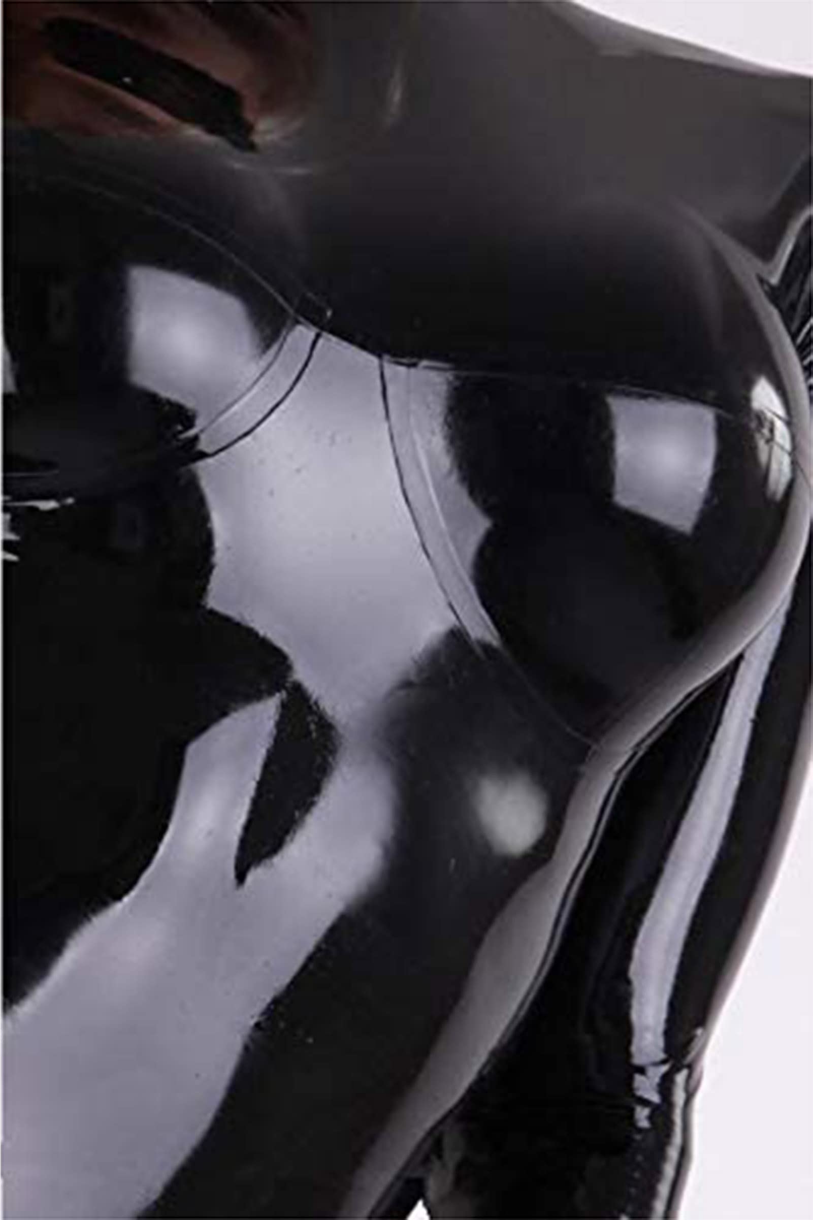 Sexy Damen Latex Catsuit Ouvert Reißverschluss Body Wetlook Bodysuit Dessous Nachtwäsche Langarm Einteiler Overall Jumpsuit Playsuit Hosenanzug Cosplay Clubwear