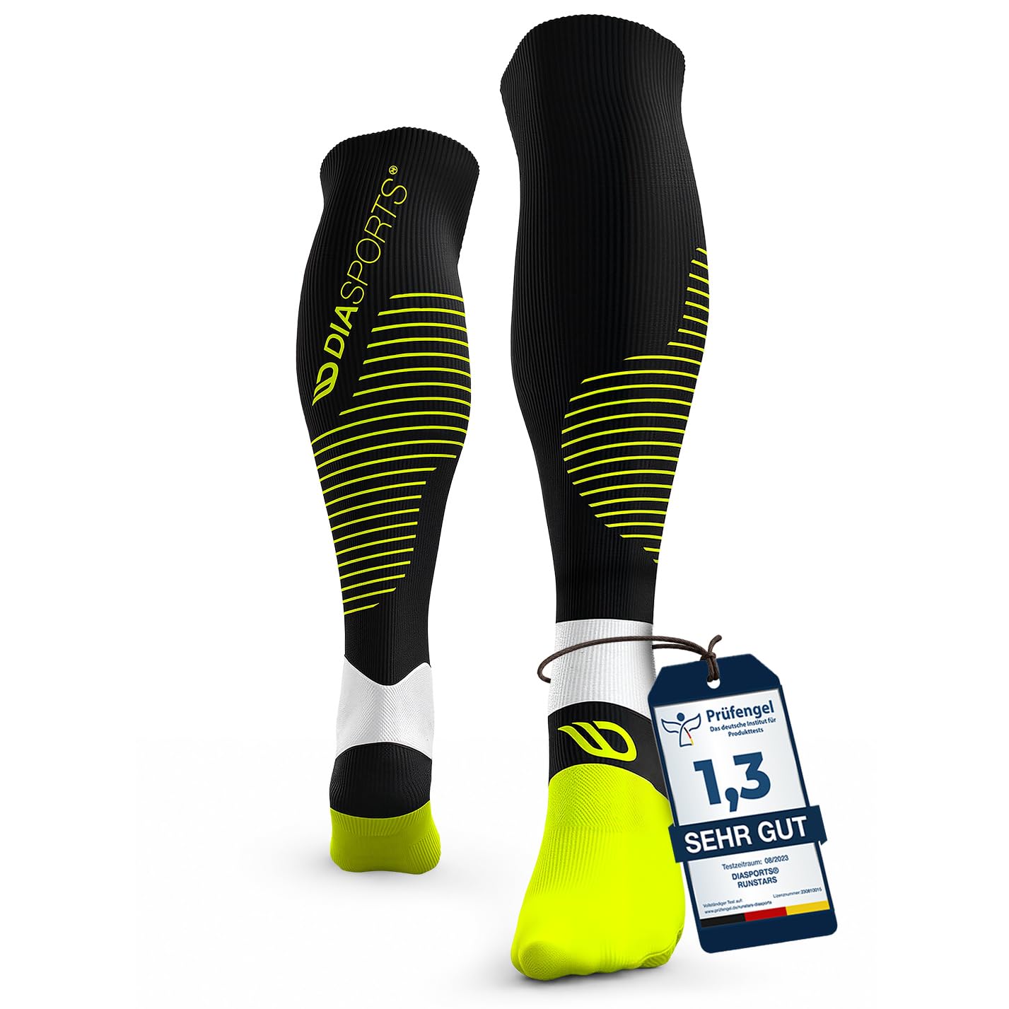 RUNSTARS Kompressionssocken für Sport, Laufen, Marathon und Triathlon I Premium Laufsocken mit gleichmäßiger Kompression und verstärkter Ferse I Kompressionsstrümpfe Herren & Damen