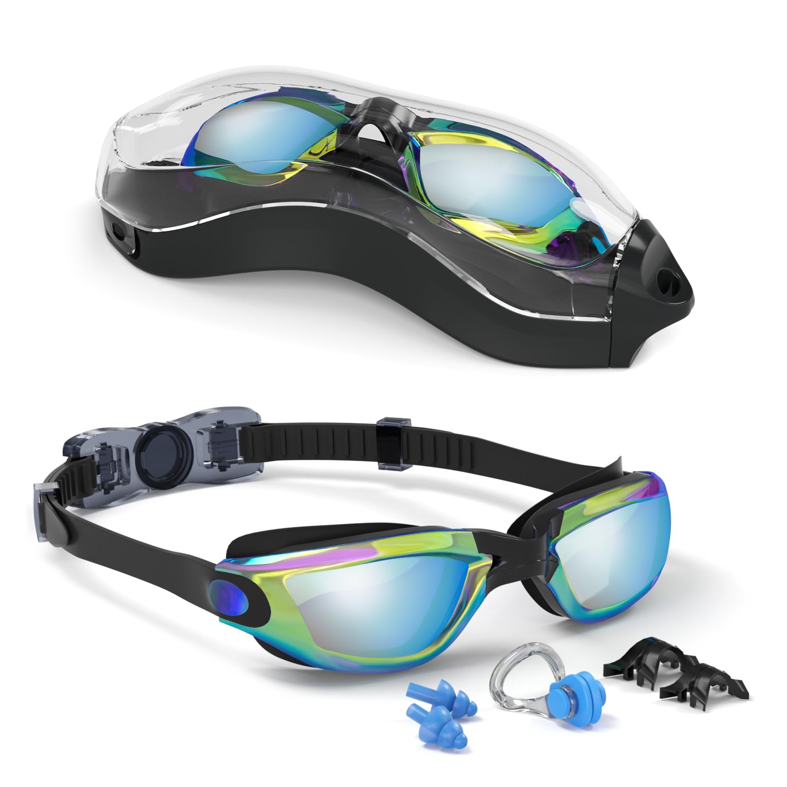 Hurdilen Kids Swim Goggles, Swimming Goggles for Kids Children, Anti-Fog Anti-UV Youth Swim Glasses with Nose Clip, Earplugs for Age 3-15 — image 1