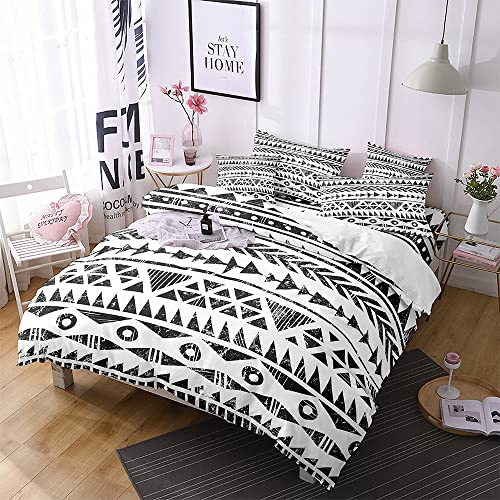 Xisnuient Rayas Blancas y Negras Funda Nórdica