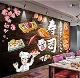 siuayosdj 3D Holzbrett Tapete Sushi Restaurant Imbiss 300x210cm