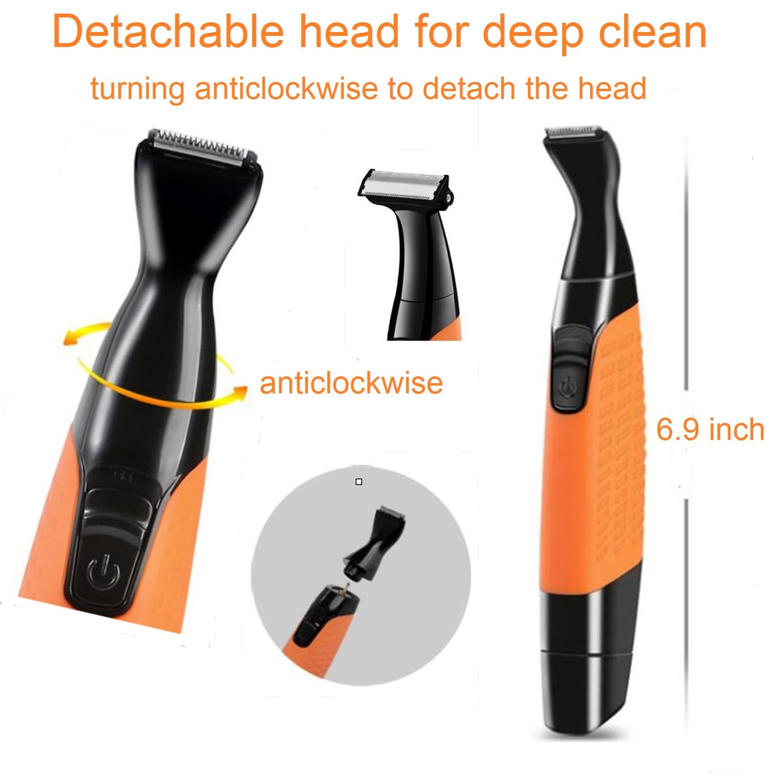 Rasoio pubico da uomo,Clipper intimo maschile,Rasoio inguinale asciutto bagnato,Rimozione dei capelli del corpo elettrico,Rasoio stile barba e baffi,Mini rasoio portatile testa calva,Kit per