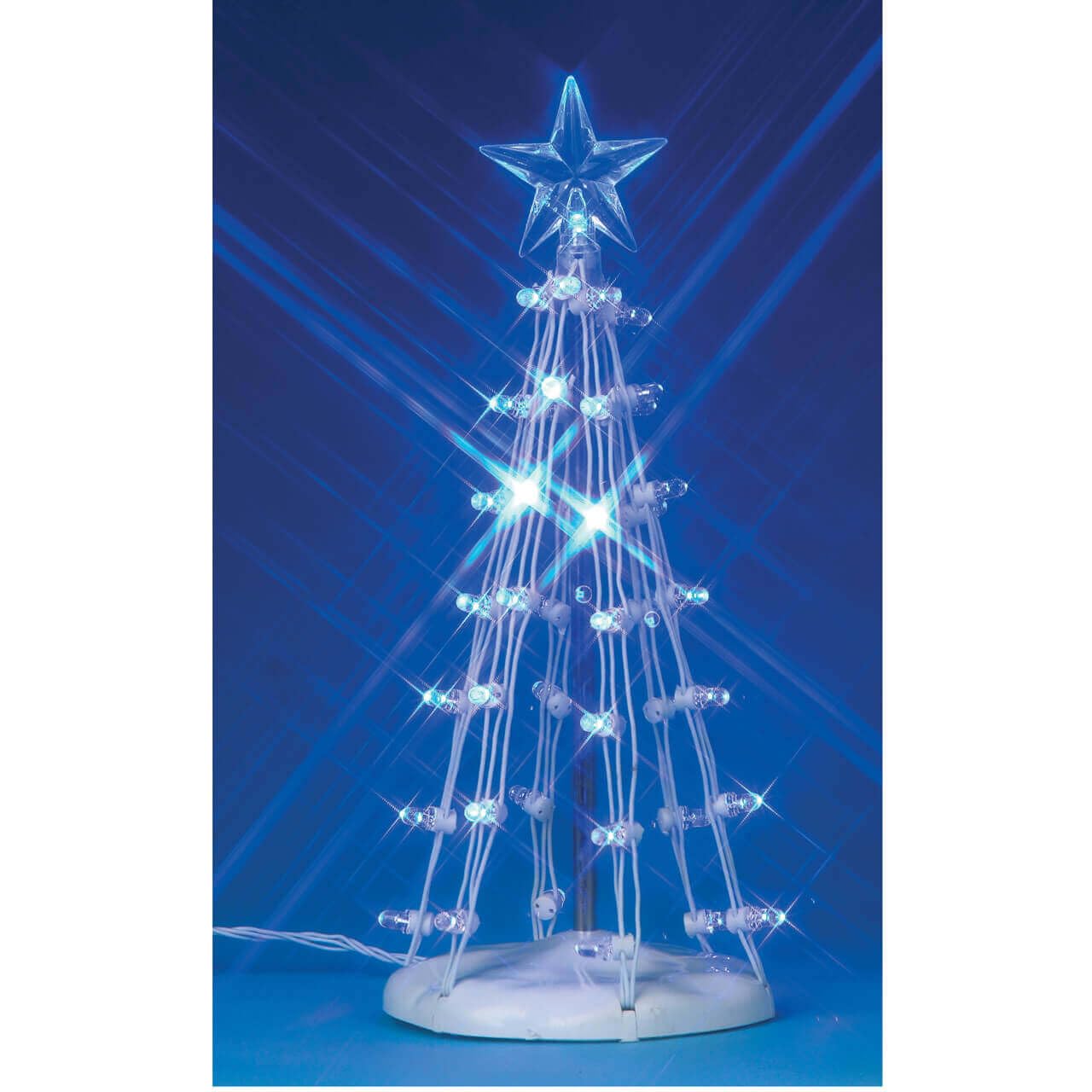 Lemax Blue Christmas Village Silhouette Tree Lit B/O