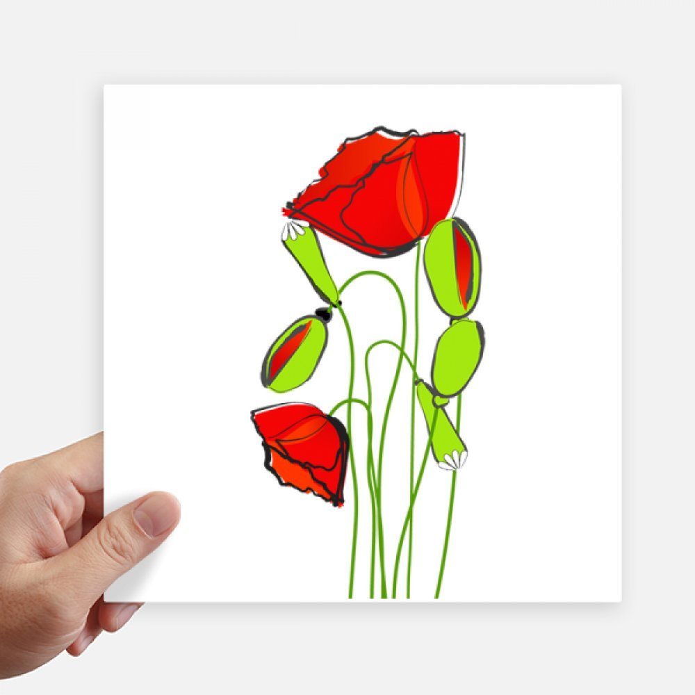 Sticker pavot résumé fleurs rouges 20 cm pour personnaliser votre ordinateur et vos bagages