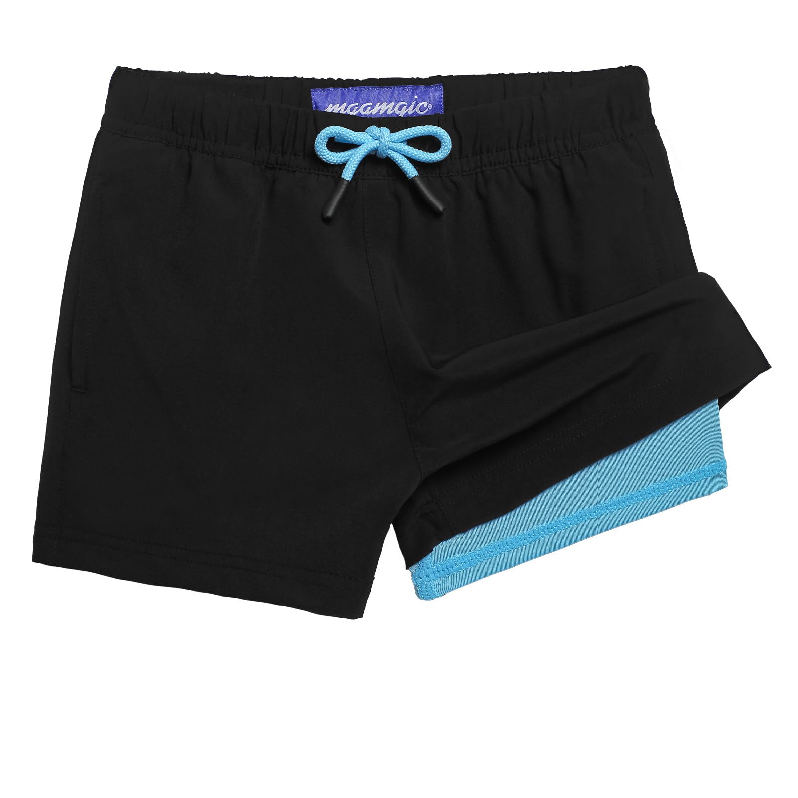 maamgic Boys Swim Trunks with Compression Liner Quick Dry Swim Shorts