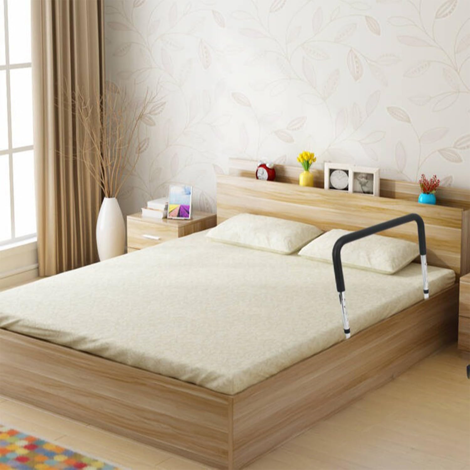 Sponda Letto Anziani Anticaduta Ausili per Alzarsi dal Letto Regolabile in Altezza,Supporto per Alzarsi,Sbarra di Sicurezza,Molto Resistenti E Facili da Installare per Donne Incinte,Disabili