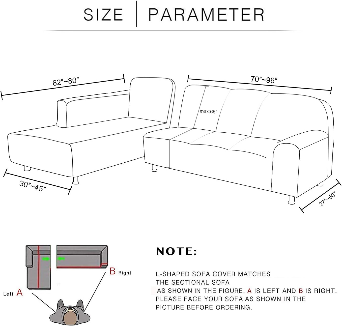 Mingfuxin Upgrade Sectional Sofa Cover, 2pcs L Shaped Sectional Couch Covers,High Stretch Furniture Protector Couch Covers for Sectional Sofa with 2pcs Pillowcases,Grey