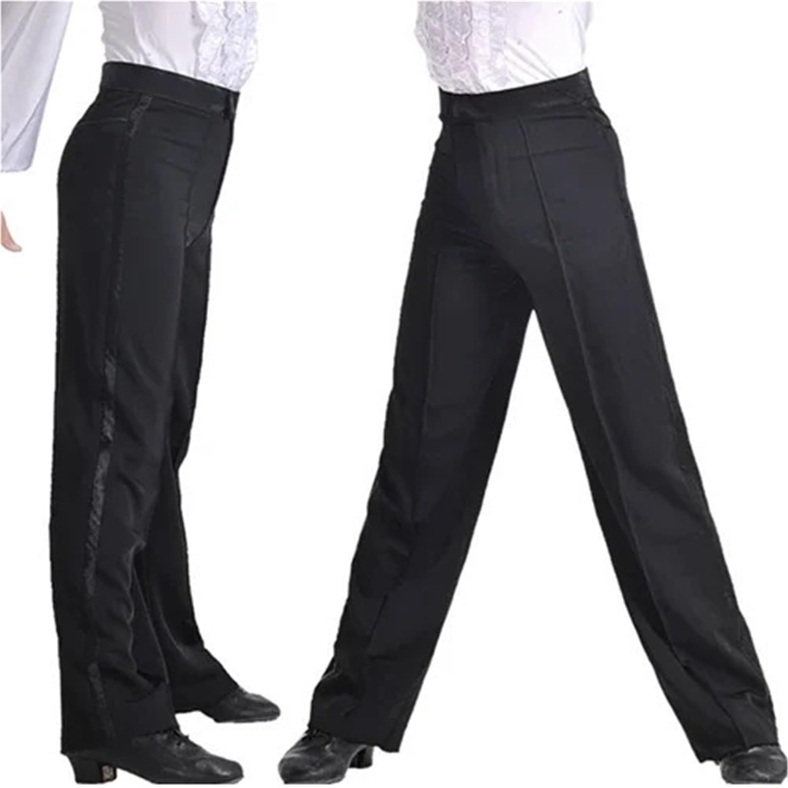 Pantalon De Danse Latine for Homme, Pantalon De Danse De Salon Moderne Latine, Pantalon De Danse en Satin Noir for Garçon pour La Danse Moderne De Compétition