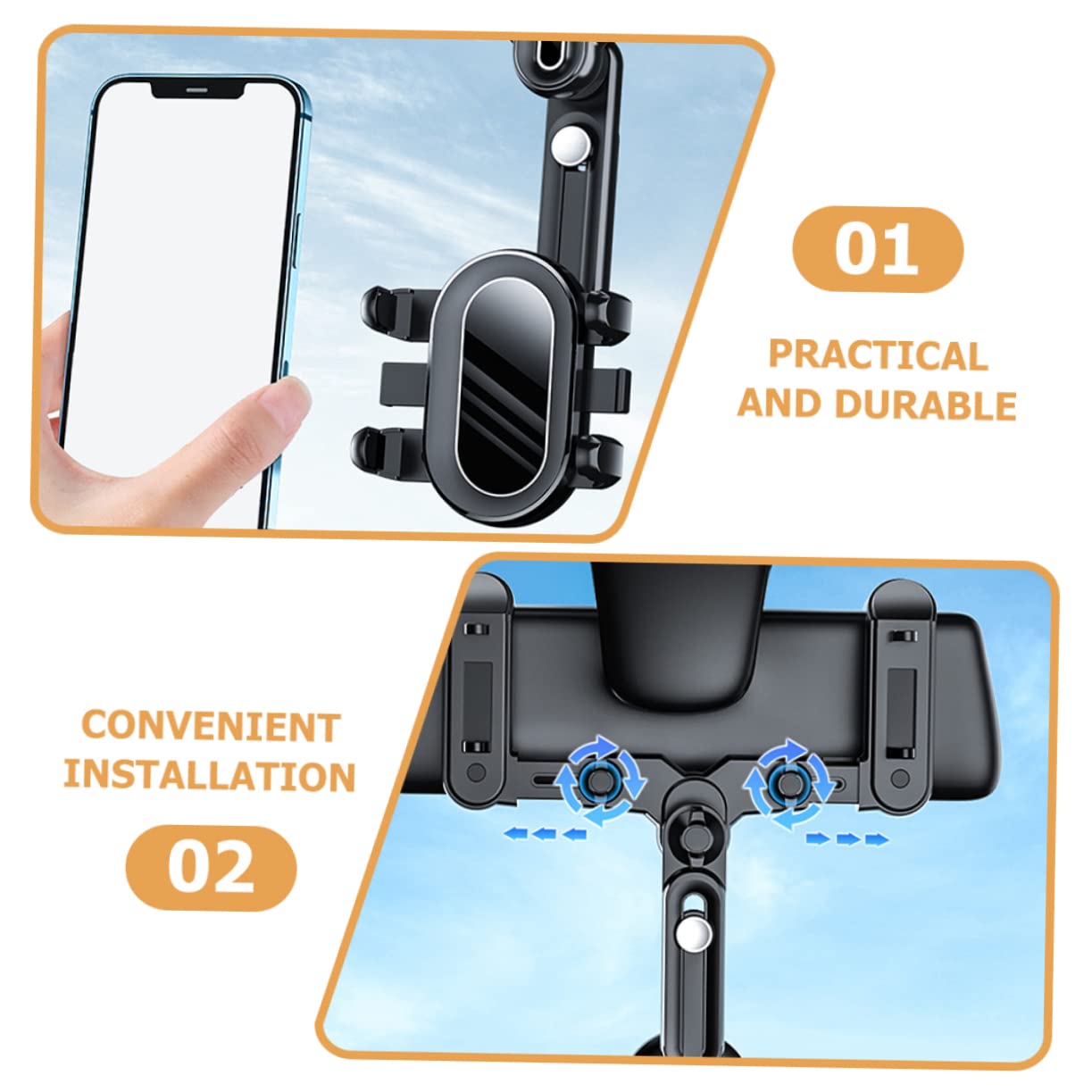 Homoyoyo Supporto Cellulare Specchietto Retrovisore Auto Nero, ABS