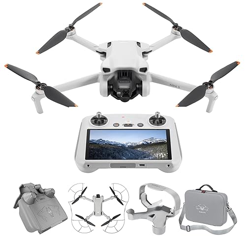 DJI Mini 3 Bundle - Mini-caméra-drone léger et pliable avec vidéo 4K HDR, 38 min de vol, véritables prises de vue verticales et fonctions intelligentes, C0,Avec tablier (Mini 3 (DJI RC) (C0)) - Mini 3 (DJI RC) (C0)