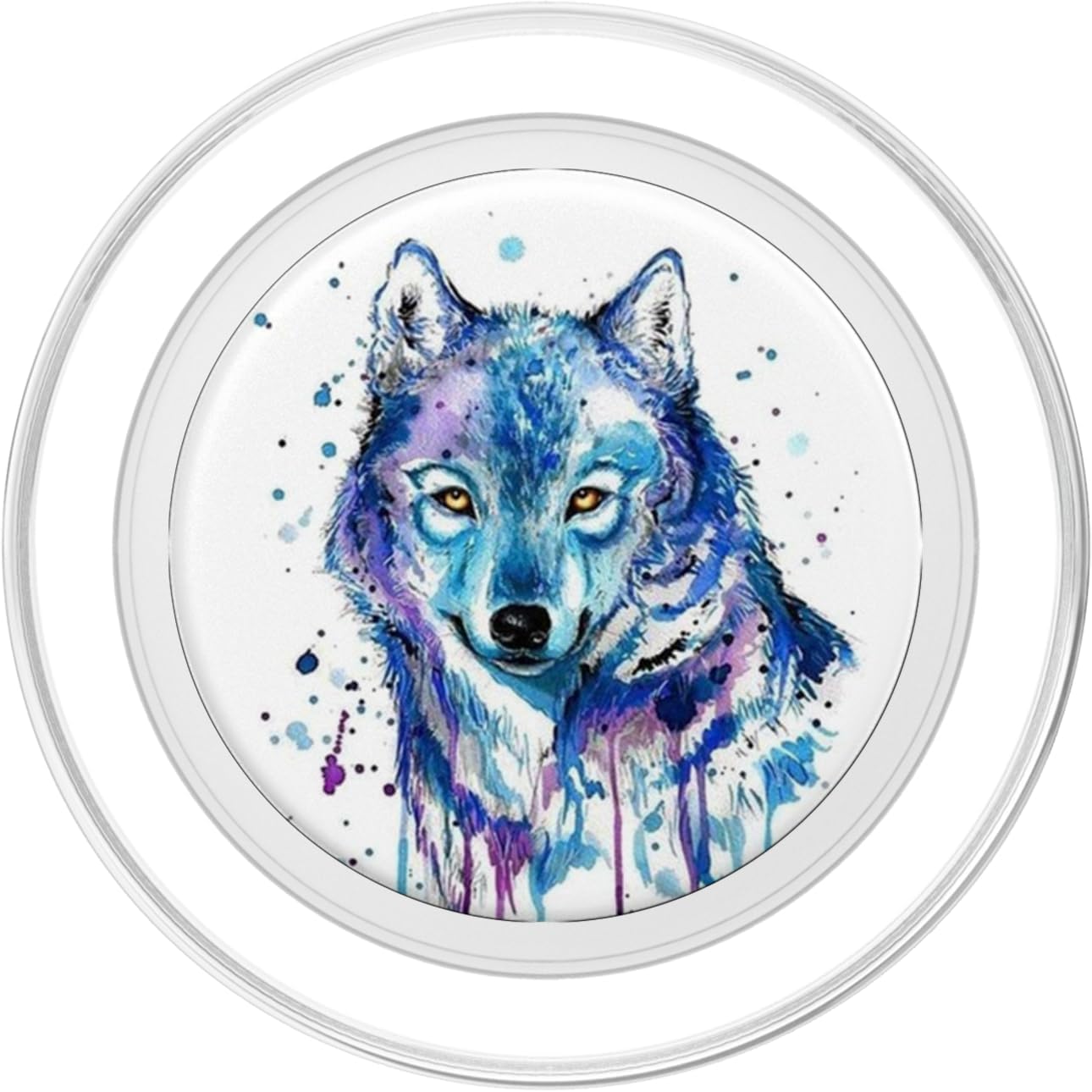 Watercolor Colorful Wild Wolf Print Pop Mount Socket PopSockets PopGrip for MagSafe
