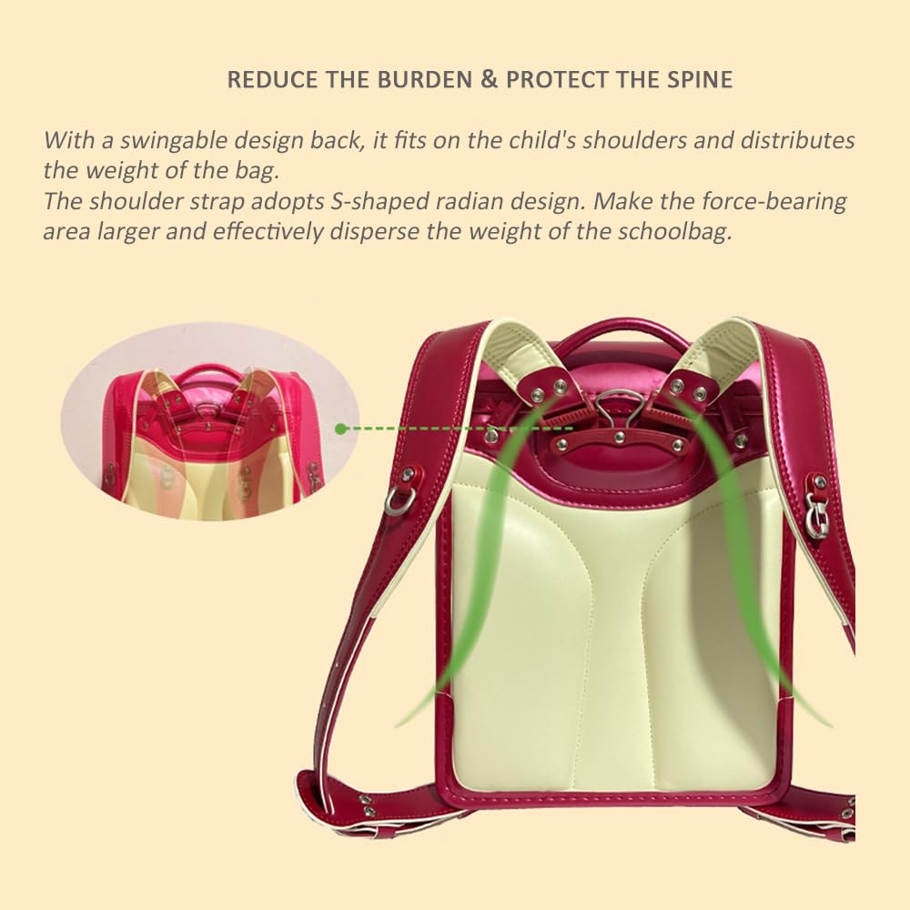 Schulranzen Schulranzen PU-Leder Großer Rucksack mit automatischem Schloss Leichter Bücherrucksack für und, Blau, 35 * 26 * 19 cm (Rot 35 * 26 * 19 cm)