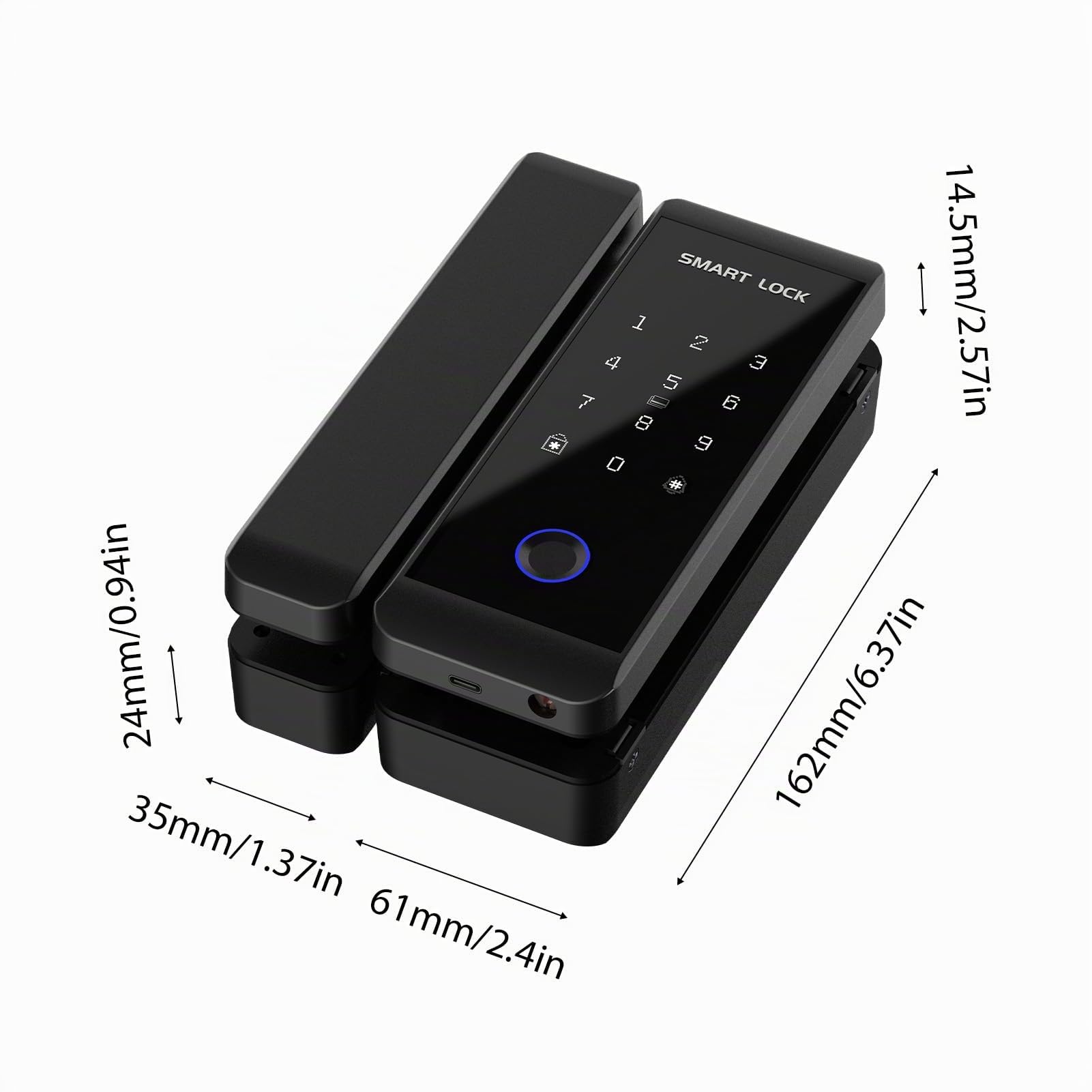 Asixxsix Cerraduras Inteligentes Para Puertas De Cristal, Cerraduras Biométricas 4 En 1 Con Wifi, Huella Dactilar Y Entrada Sin Llave Con Tarjeta Ic Contraseña Llaves, Sin Taladrar