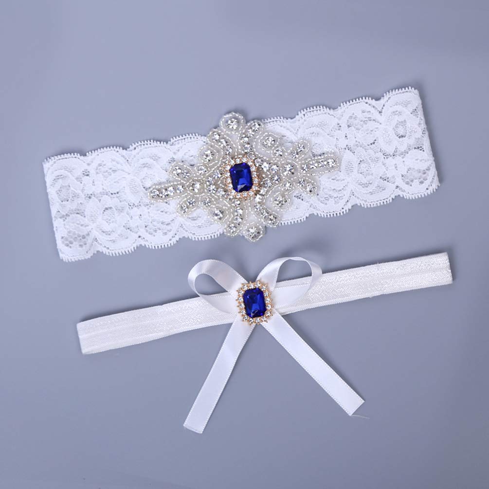 Pas damski panna młoda podwiązka koronkowa Rhinestone pas do pończoch akcesoria ślubne dekoracja 1 zestaw
