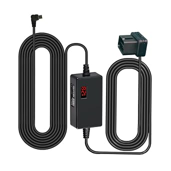 كابل OBD2 إلى USB C لكاميرا لوحة القيادة 10 أقدام/3.2 متر، 12-30 فولت إلى 5 فولت 3 أمبير مع مراقبة على مدار 24 ساعة، حماية قابلة للتعديل من الجهد المنخفض